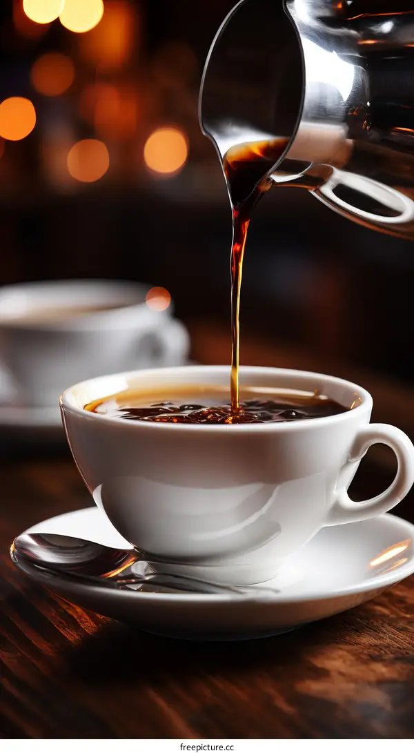 Coffee being poured into a cup