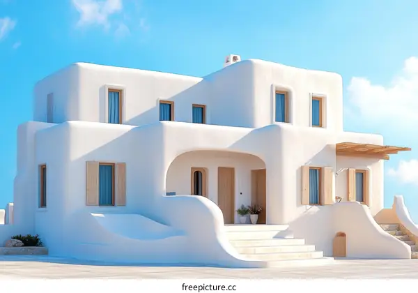 Modern Greek-style House Exterior Design