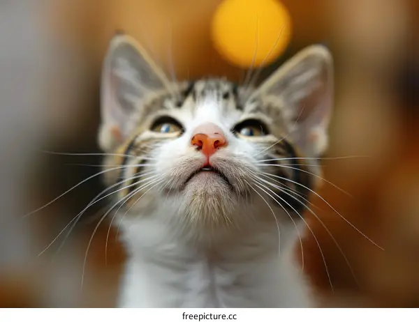 A Kitten with Its Whiskers Spread Out