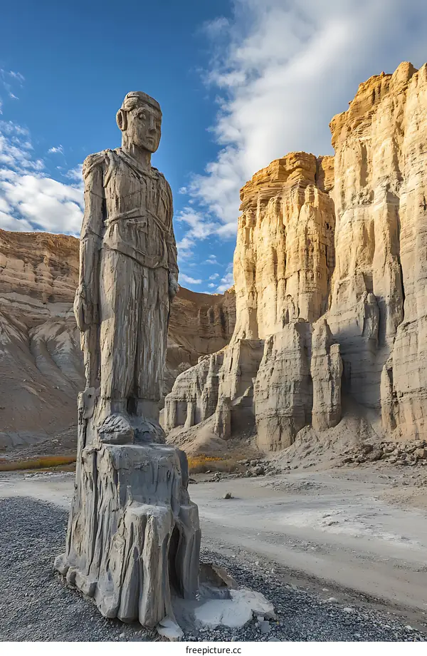 Stone Statue in a Desert Canyon
