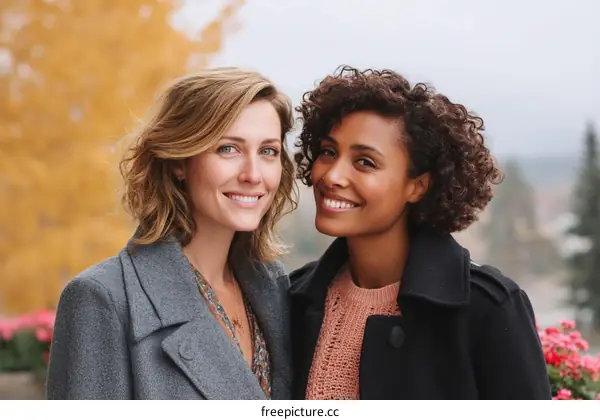 Two Women Outdoors in Autumn