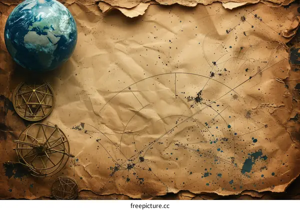 Vintage paper texture background with a celestial theme