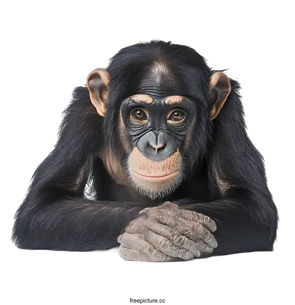 [Transparent Background PNG]Closeup Portrait of a Young Chimpanzee