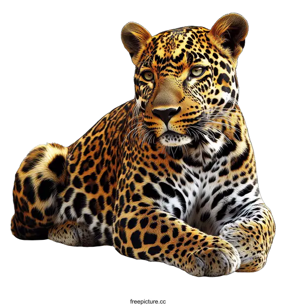 [Transparent Background PNG]Majestic Leopard Illustration on White Background