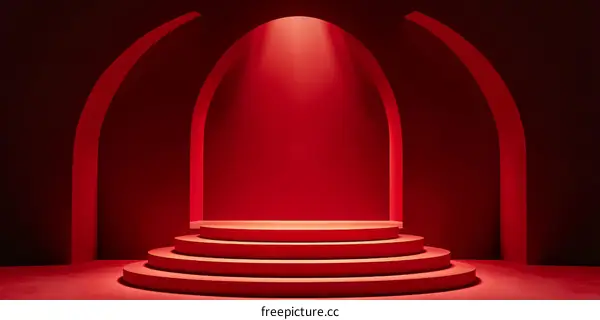 Red Archway Stage Display Illustration