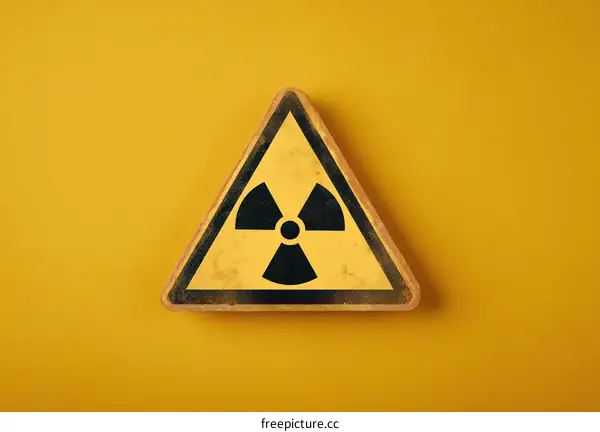 Radiation Warning Sign on Yellow Background