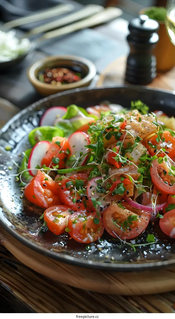 Fresh Tomato Salad with Herbs and Sesame Seeds