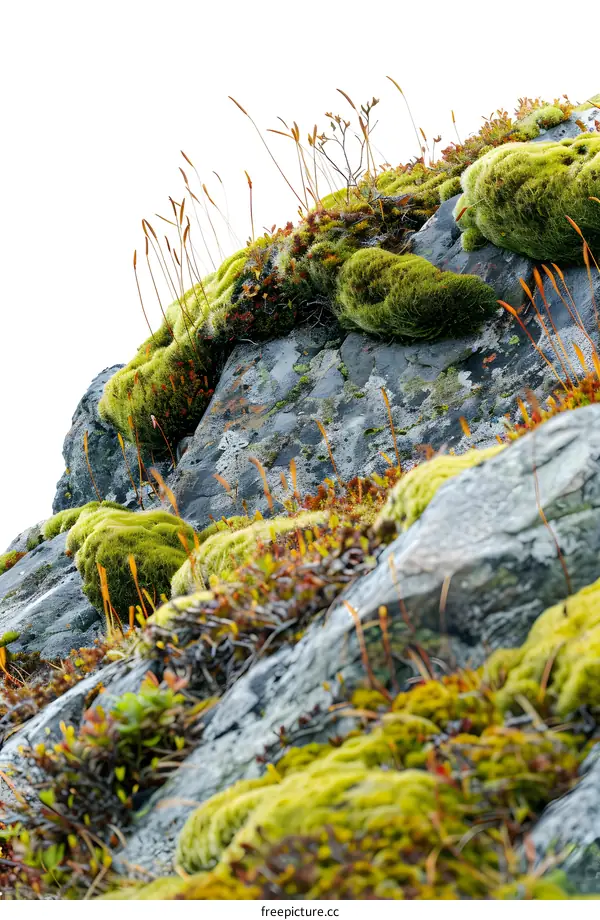 Close Up View of Green Moss Growing on Rocks