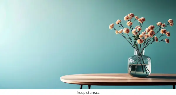 Empty room interior design with flowers