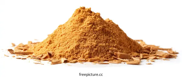Pile of Organic Spice Powder and Wood Chips
