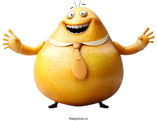[Transparent Background PNG]A potato mascot character with a big smile and wearing a tie