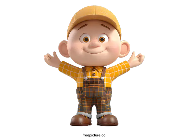 [Transparent Background PNG]3D rendering of a happy cartoon boy