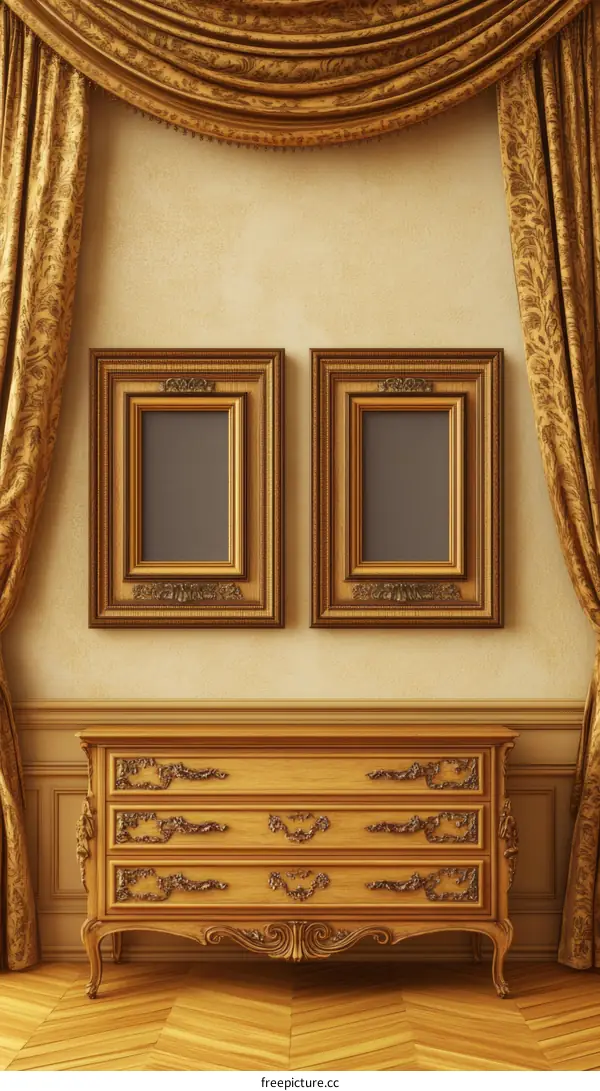 Antique Golden Furniture with Frame Paintings