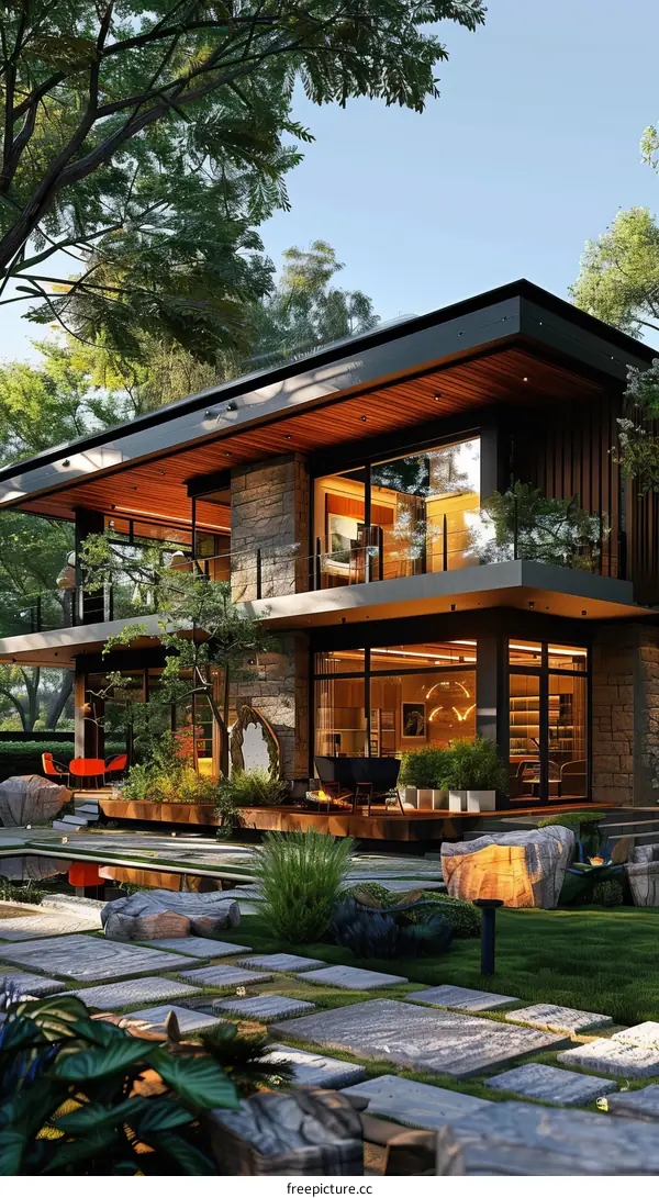Modern House Exterior Design with Natural Elements