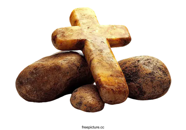 [Transparent Background PNG]Religious Cross on Stones