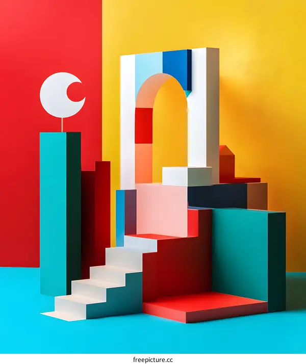 Abstract Geometric Shapes  Arch  3D Render