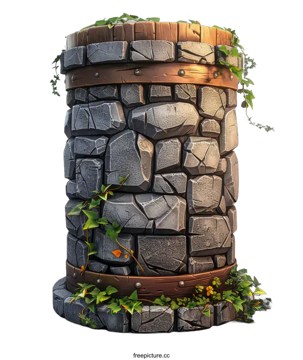 [Transparent Background PNG]Stone and Wood Fantasy Pillar