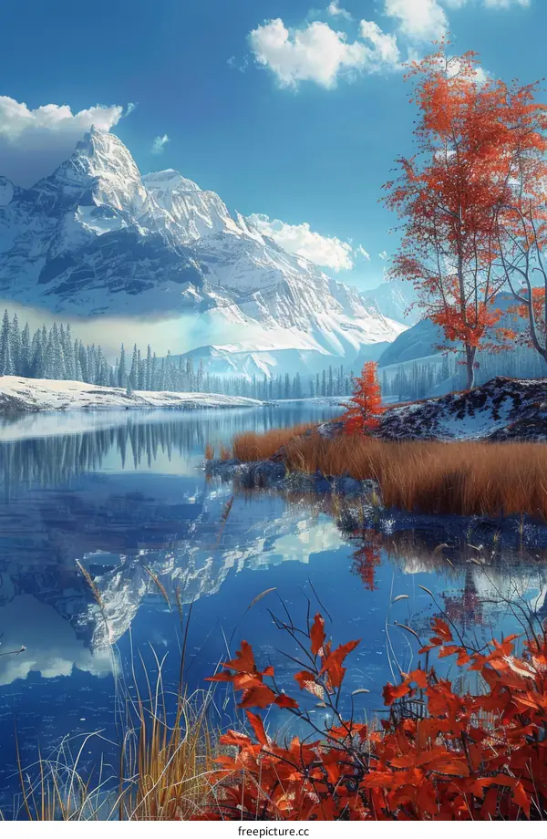 Tranquil Mountain Lake in Autumn