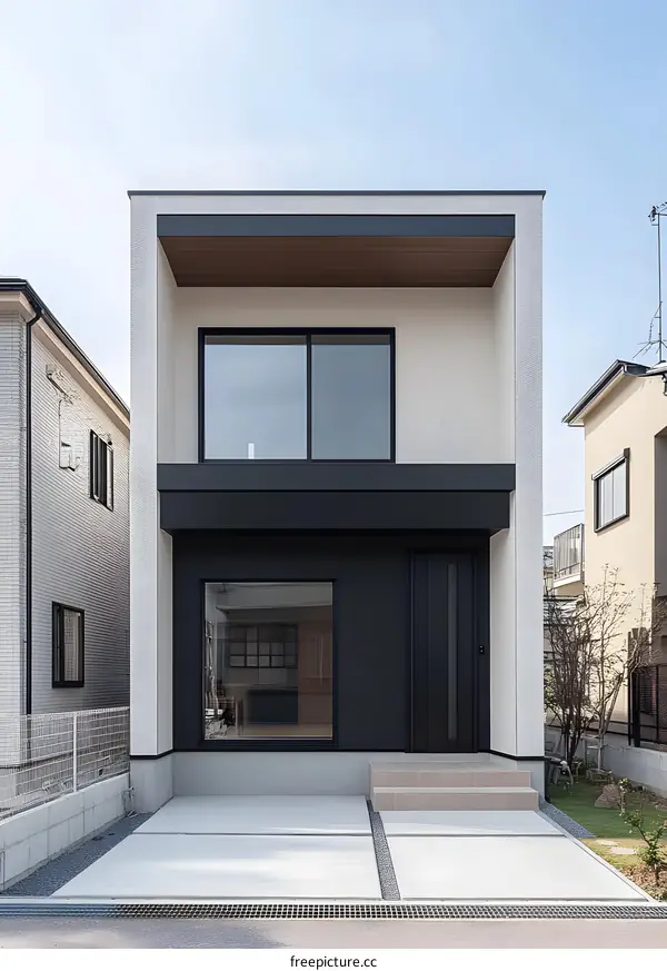 Modern Minimalist House with Black and White Exterior Design