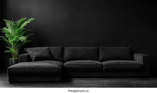 Modern Black Velvet Sectional Sofa Interior Design