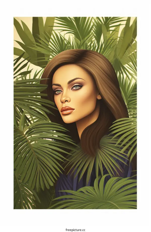 Alluring portrait of a褐肤美女 with green eyes