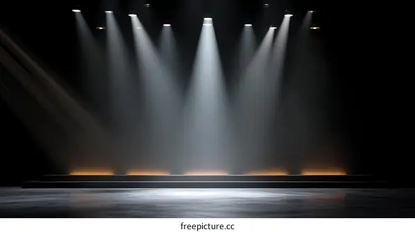 Empty Stage with Spotlight Beams Illustration
