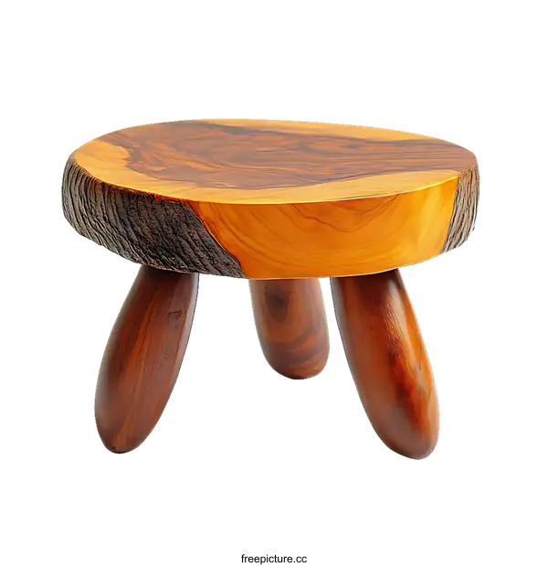 [Transparent Background PNG]Handmade Wooden Stool with Unique Design