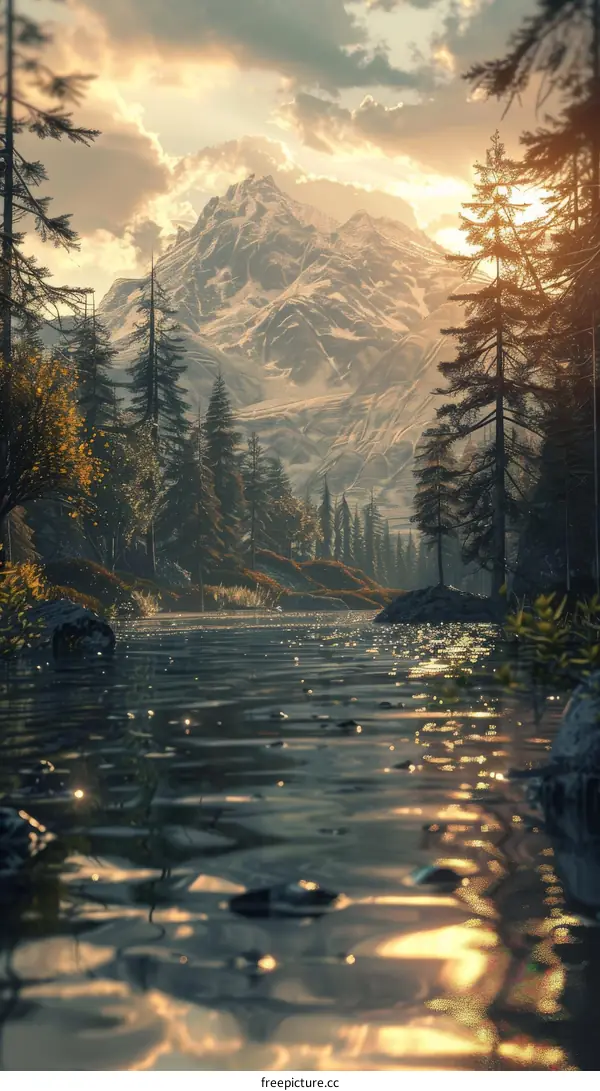 Serene River Valley at Sunset