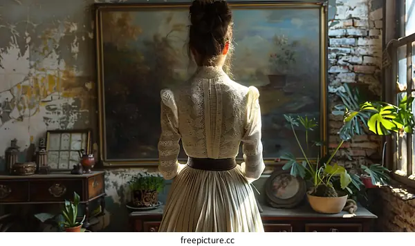 Woman in a white lace dress