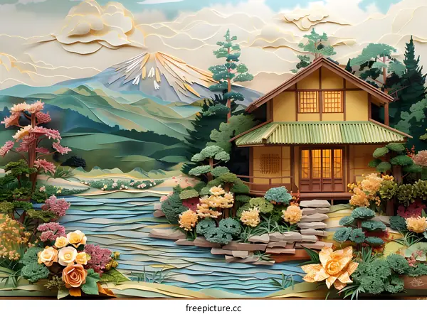 Japanese house in the mountains