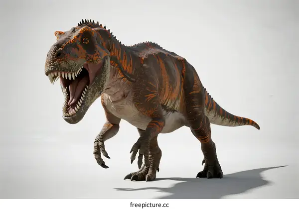 Fierce Tyrannosaurus Rex Dinosaur with Open Mouth Showing Sharp Teeth