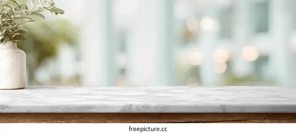 Empty Marble Tabletop with Blurred Background