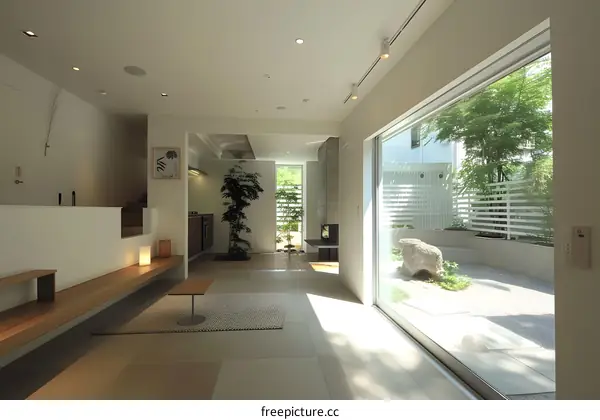 Modern Minimalist Home Interior Design With Garden View