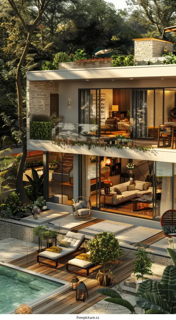 Luxury Tropical Modern Villa with Pool Deck