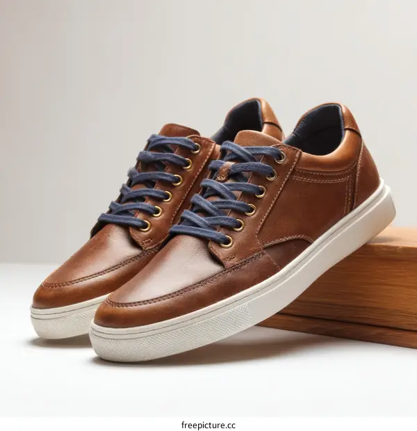 Brown Leather Casual Shoes Display