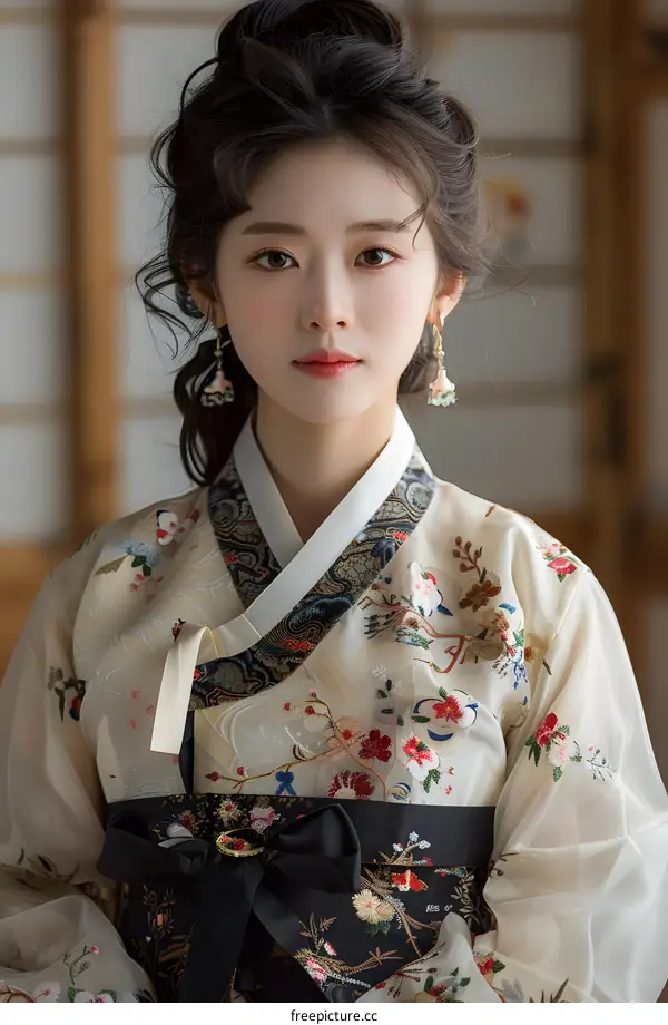 Portrait of a young woman in a hanbok