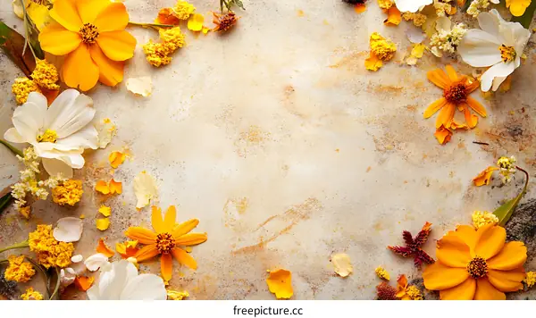 Floral Background with Yellow and White Flowers
