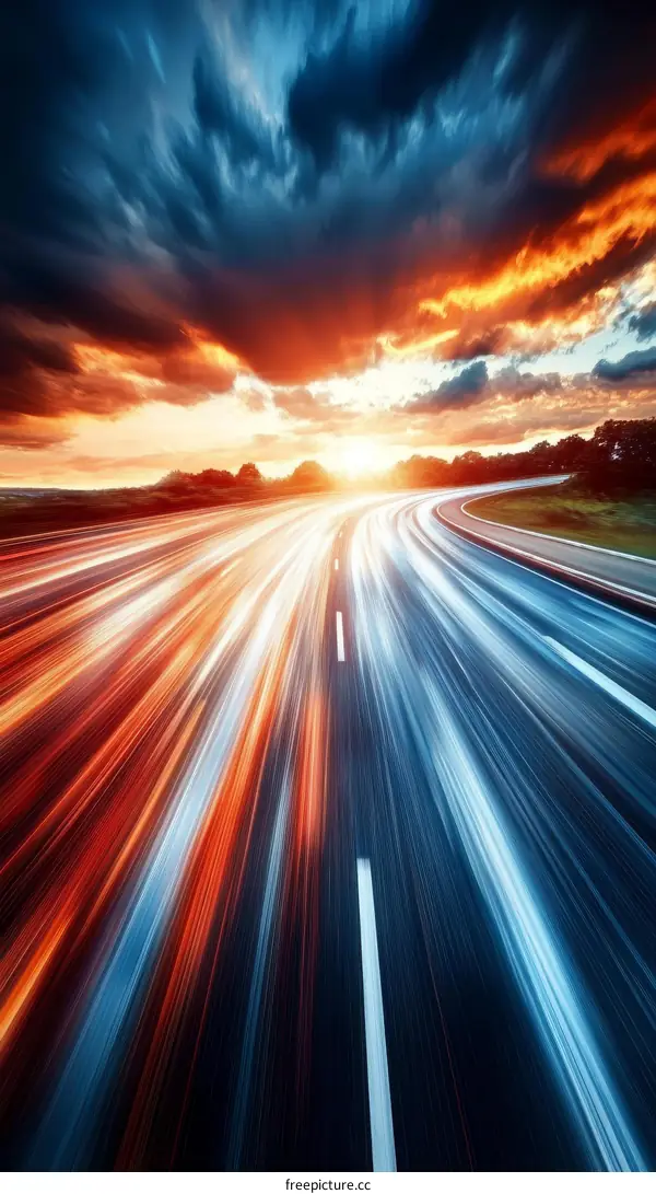 Sunset Highway Speed Light Trail