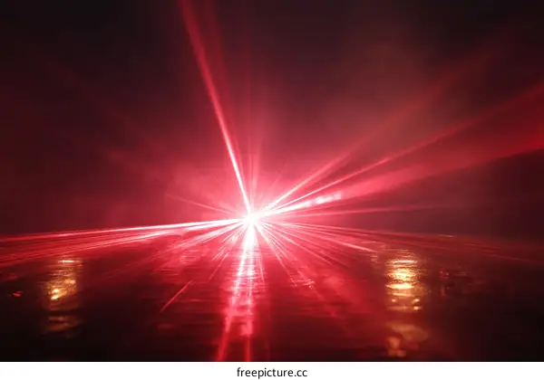 Abstract Red Laser Light Effect Background