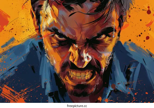 close up of a mans face with an angry expression