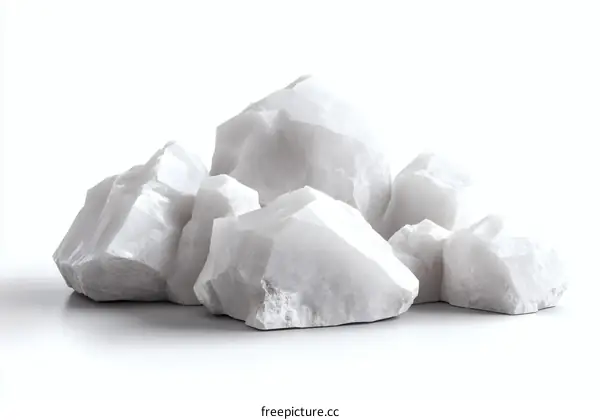 Pile of White Rocks on White Background