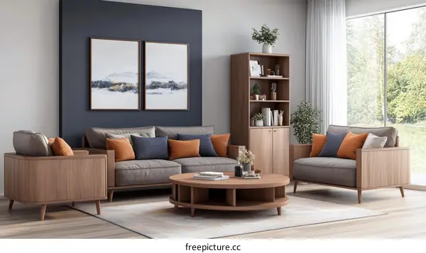 Modern Wooden Living Room Furniture Set