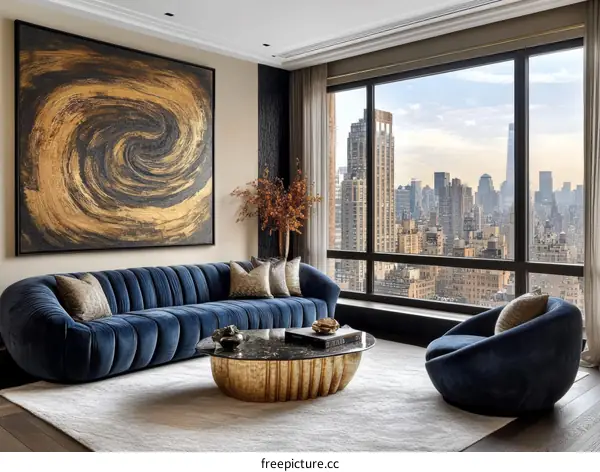 Modern Luxury Living Room with City View