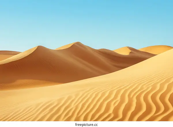 Desert Sand Dunes Landscape Under Blue Sky