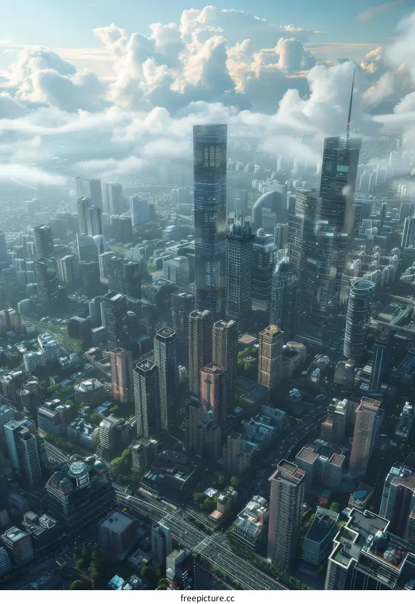 Dynamic Metropolis: Towering Skyscrapers and Bustling Streets