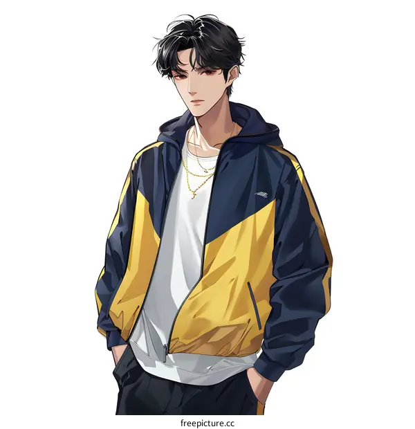 Stylish Anime Boy with Hoodie