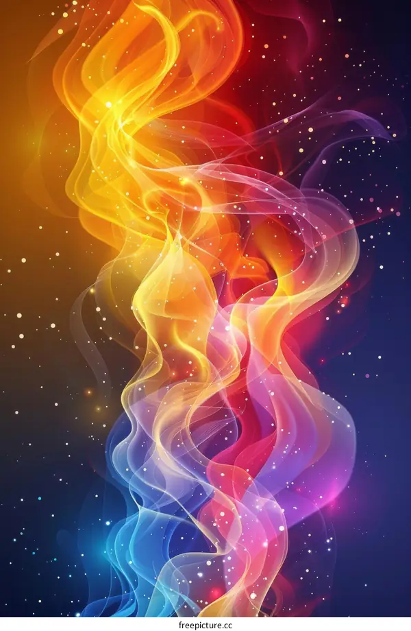 Abstract Rainbow Fire Flow Art