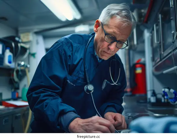 Focused male veterinarian writing on a clipboard in the clinic