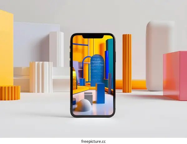 Colorful Geometric Shapes on Smartphone Screen