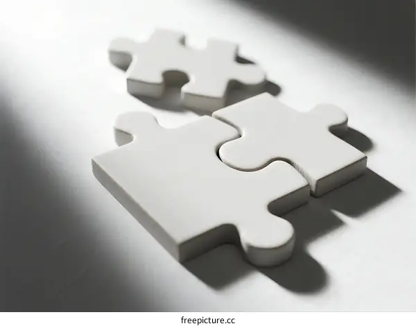 Jigsaw puzzle pieces fitting together showing problem solving concept